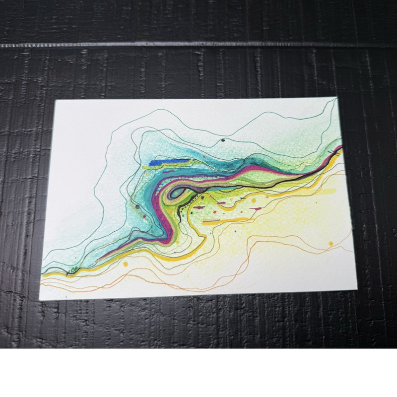 Original Small  Abstract 4”x6”  Drawing