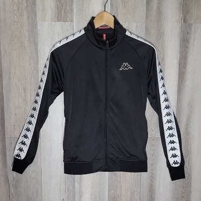 Kappa M 222 Banda Anniston Slim Fit Track Jacket Full Zip Black White 80s 90s