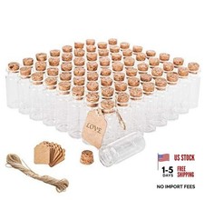 64PCS Cork Stoppers Glass Bottles, DIY Decoration Small Tiny Glass 10ml-64pcs