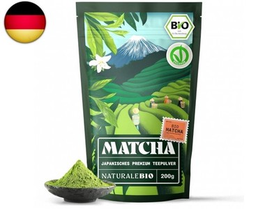 NaturaleBio Matcha Tee Pulver Bio - Premium-Qualität - 200g. Original Green Tea 
