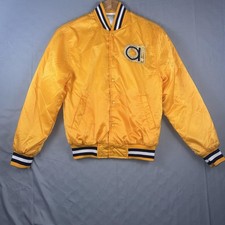 Vintage Adidas Trefoil Satin Bomber Jacket Yellow Big Logo Men s Small 90s