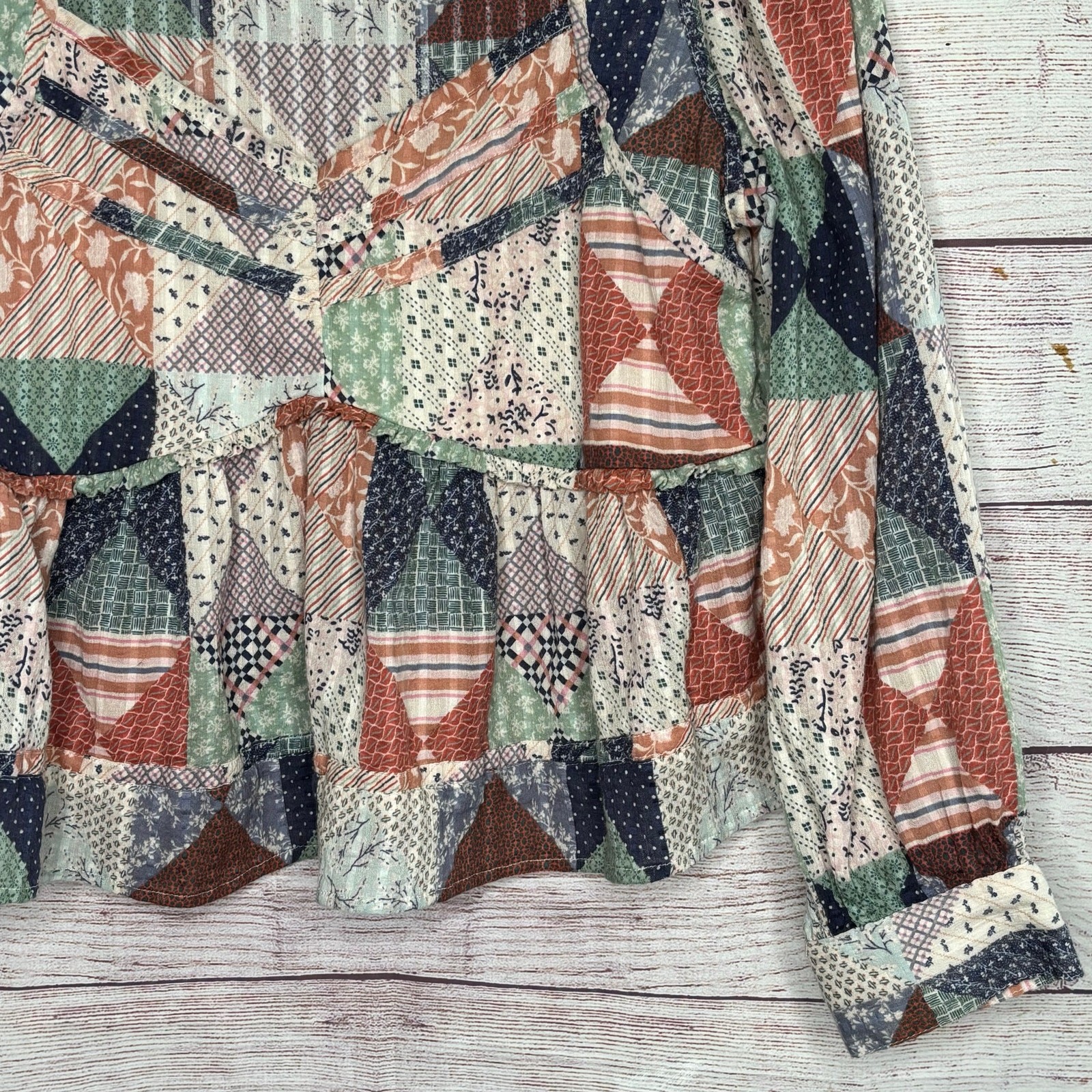 American Eagle Boho Patchwork Prairie Babydoll Cr… - image 8