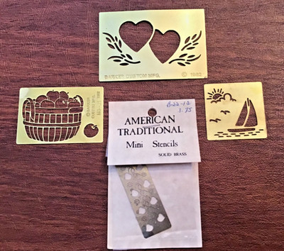 BARKER CUSTOM MFG...Four (4) American Traditional Mini Stencils...Brass