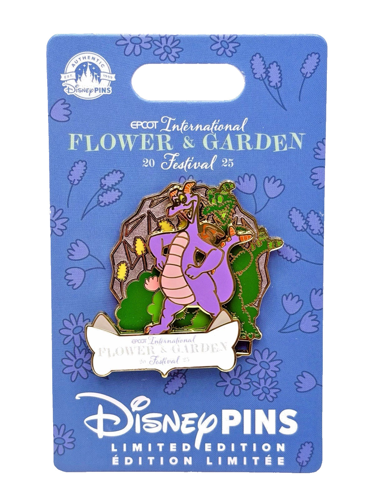 Walt Disney World Epcot Int’l Flower & Garden Pin 2025 Figment Topiary Slider