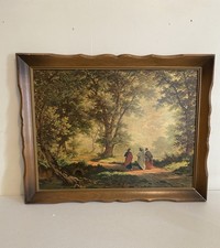 Vintage Robert Zund The Road To Emmaus Framed Painting Reproduction 27x22"