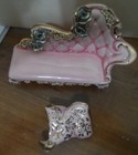 Vintage Ceramic Miniature Pink Victorian/Baroque Chaise Lounge with Cusion — photo 6
