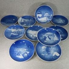 Bing & Grondahl Danish Porcelain Christmas Plates Blue Set of 10 Vintage 1960-80