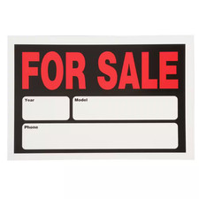 8" x 12" Plastic Auto for Sale Sign - Durable and Weather-Resistant
