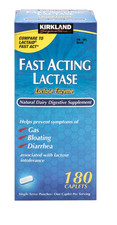 Kirkland Lactase Enzyme Fast Acting 180 Caplets Dairy Support