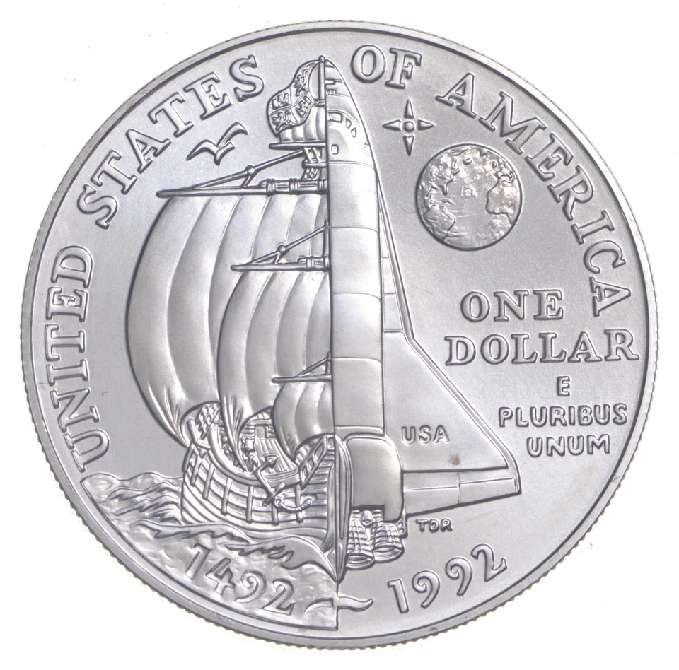 1992-D Unc Columbus Commemorative Silver Dollar $1 *5365 - Image 2 of 3