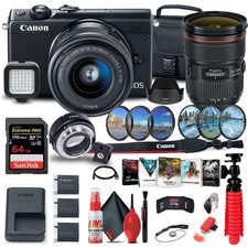 Canon EOS M100 Mirrorless Digital Camera with 15-45mm Lens (2209C011) + More
