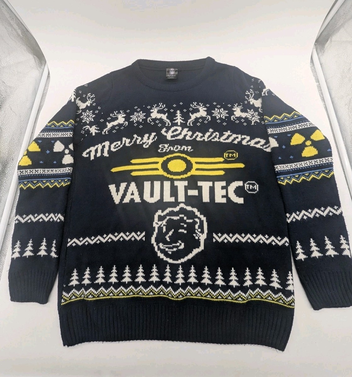 Numskull Unisex Vault Tec Fallout Christmas Jumper Blue Size