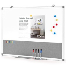 Combo Dry Erase Bulletin Board Wall Mounted Whiteboard and Pin Board Vision B...