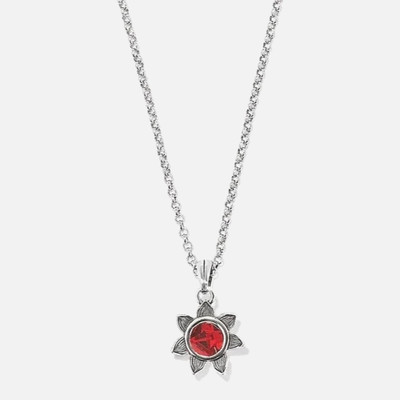 NWT Brighton Everbloom Sunflower Silver & Red Crystal Pendent Necklace $68