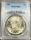 1923 Peace Dollar $1 - PCGS MS62 - Light Rainbow Toned