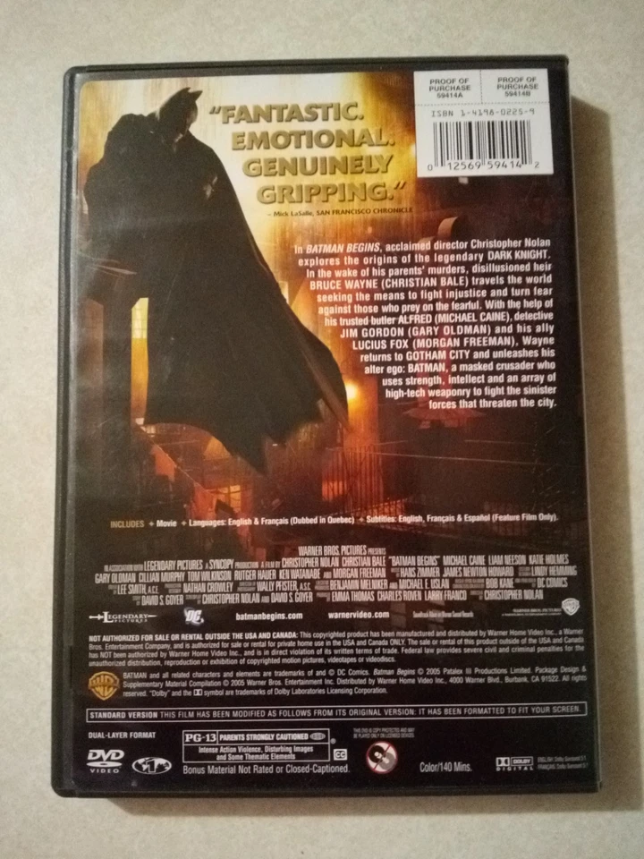 Batman Begins -Full-Screen Edition- DVD - Image 3 of 3