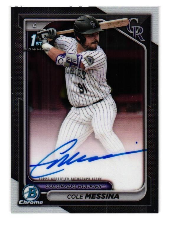 Cole Messina 2024 Bowman Draft Chrome Auto 1st #CPA-CME Rockies