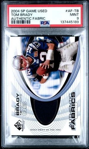 2004 TOM BRADY PATRIOTS PSA 9 SP GAME USED AUTHENTIC FABRIC JERSEY CARD #AF-TB