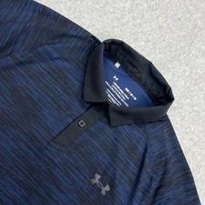 Under Armour Iso-Chill Polo Men's Medium Blue/Black Loose Heatgear Golf Shirt