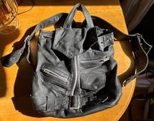 Open Road Backpack Purse Bag Leather Black