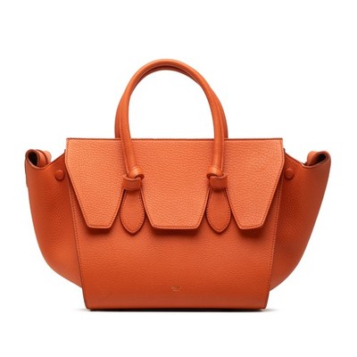 Celine Small Grained Calfskin Tie Knot Handtasche Pre-Loved Orange