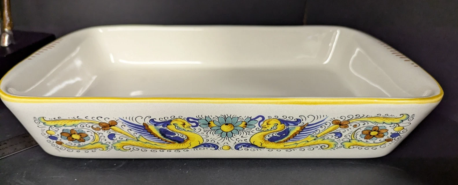 Ceramica Nova Deruta Dragon Bake & Serve Oblong Lasagna Roasting Dish Italy