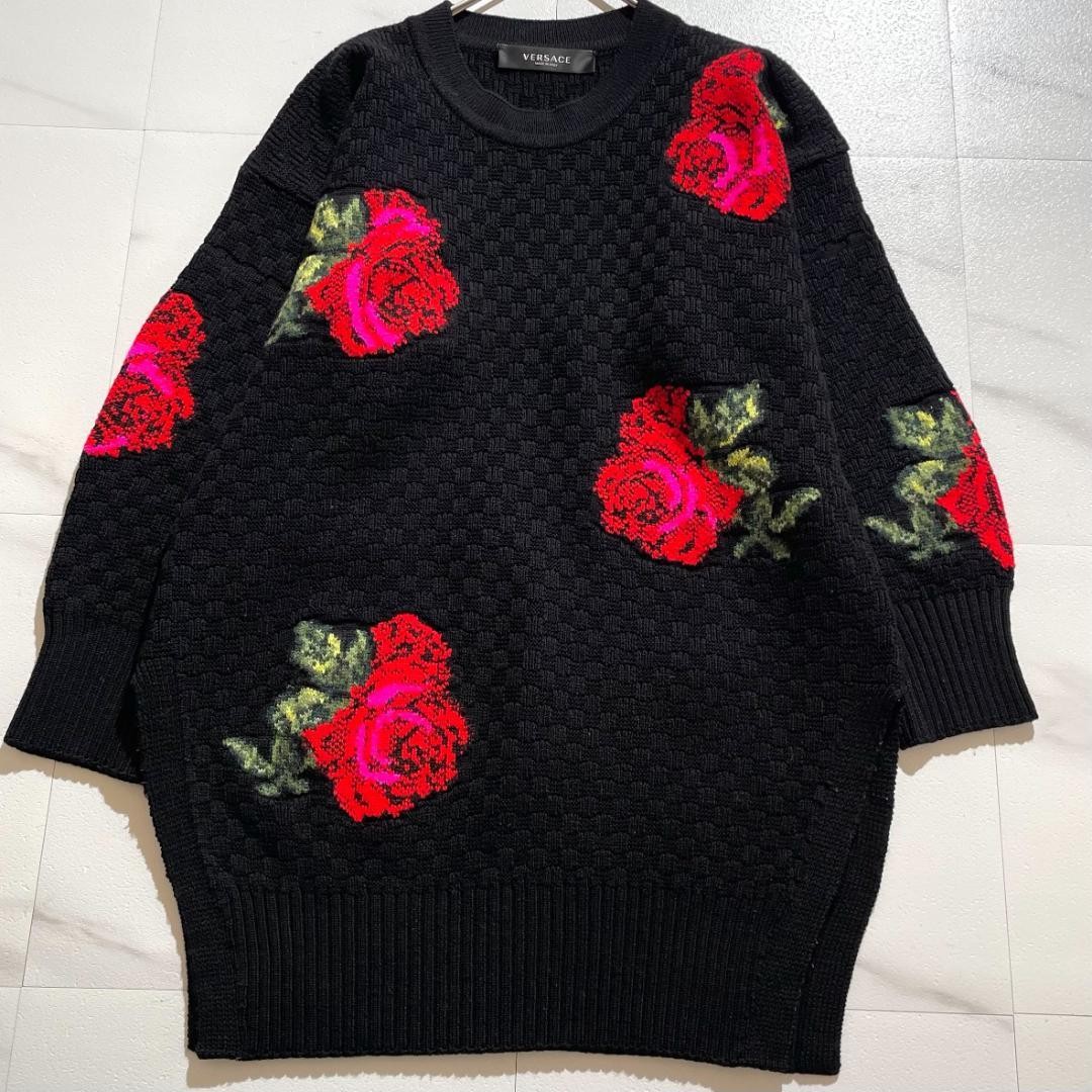 USED [EXCELLENT CONDITION/SIZE 36] VERSACE LONG KNIT DRESS IN ROSE PATTERN GOO thumbnail 2