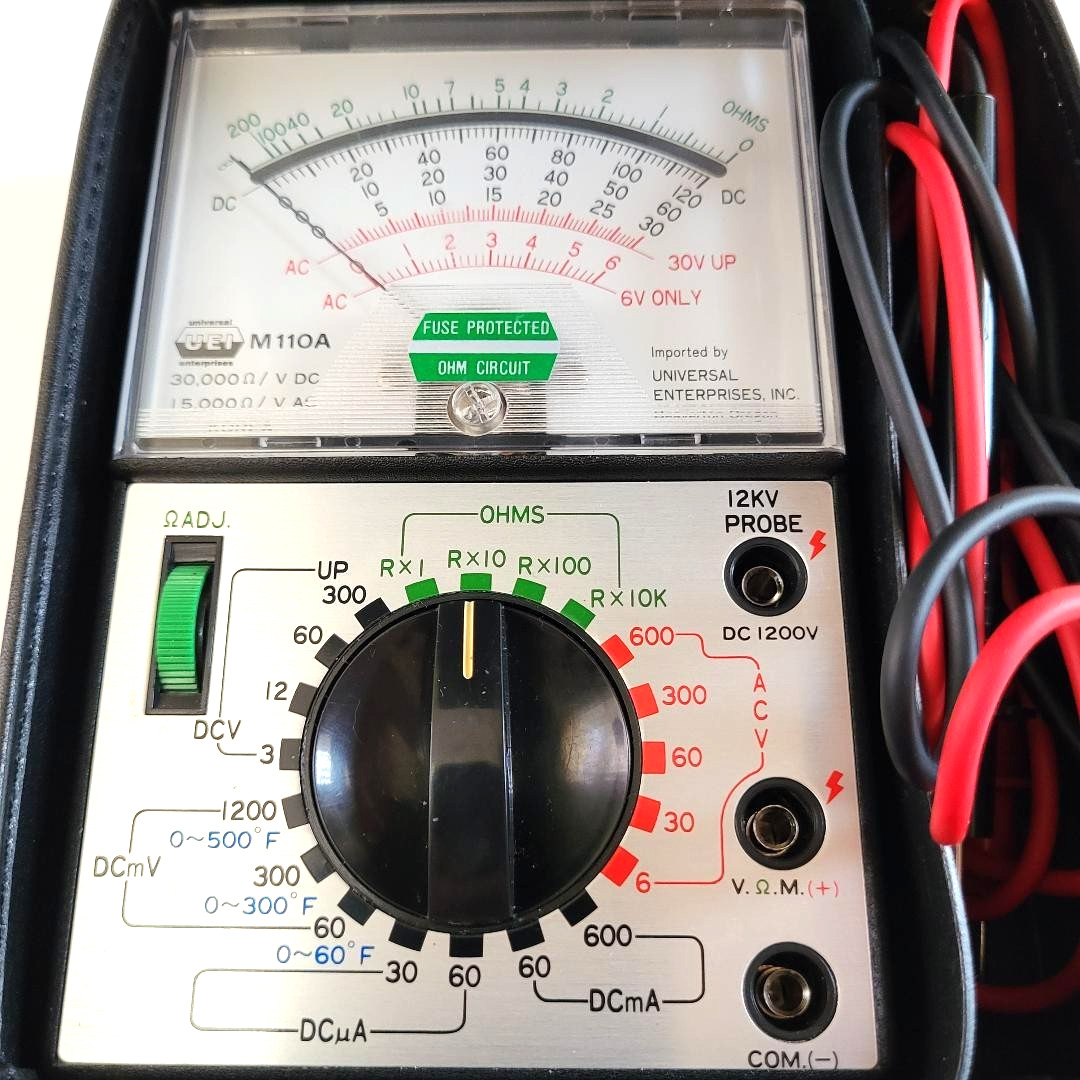 UEI M110A Analog Elect Multimeter Complete W/ Case/Box/Leads Tested &Working