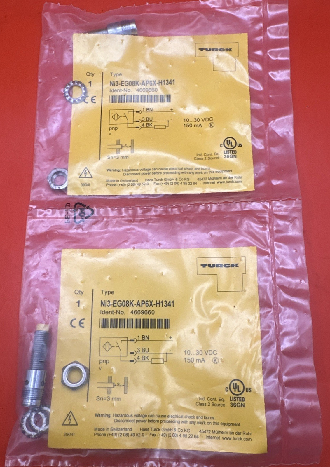 TURCK NI3-EG08K-AP6X-H1341 / NI3EG08KAP6XH1341 (BRAND NEW) LOT OF 2