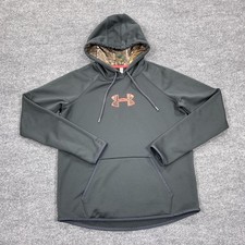 Under Armour Hoodie Womens Medium Black ColdGear Pullover Camo Lined Hood