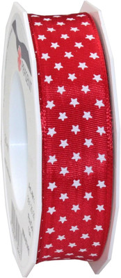 Wired Mini Star Ribbon, 1-Inch by 22-Yard, Red