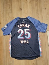 Dodgers Los Angeles Tommy Edman #25 Button Front Jersey Korea Flag Patch O/L 곽현