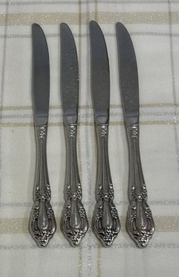 RAPHAEL Oneida Silver Flatware OHSRAPH 4 Dinner Knives Distinction Deluxe HH