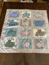 Handmade Bunny Quilt Theme Multi Colored Adorable For Baby Or Lap Quilt