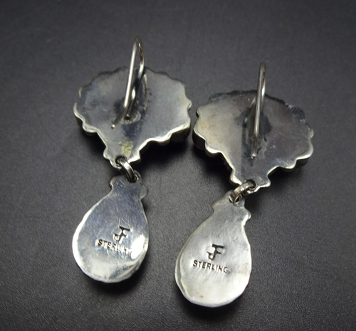 FEDERICO JIMENEZ Sterling Silver TURQUOISE Cluster Pierced EARRINGS "Bear Paw" - Picture 11 of 15