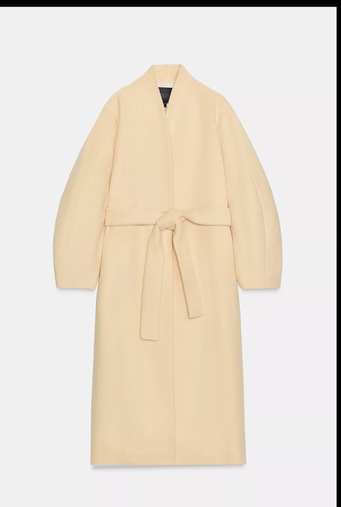ZARA WOMAN ZW COLLECTION OVERSIZED WOOL BLEND LONG COAT , VANILLA , Sz S  thumbnail 17