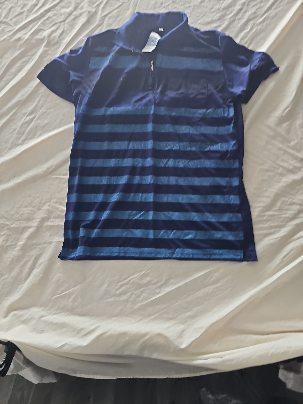 Be Lucky Sportswear Striped Blue Quarter-Zip Polo Shirt - New with Tags image 4