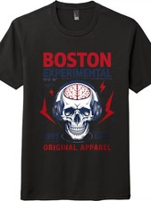 Unisex Boston Skull T-Shirt-Brain & Headphones Rock Graphic Tee Free Shipping
