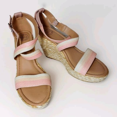 Dolce By Mojo Moxy Women's Striped Wedge Sandals Size 8.5 EUC Festival Beach 