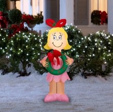 Gemmy The Grinch Cindy Lou Who with Christmas Wreath 4 Ft Inflatable New