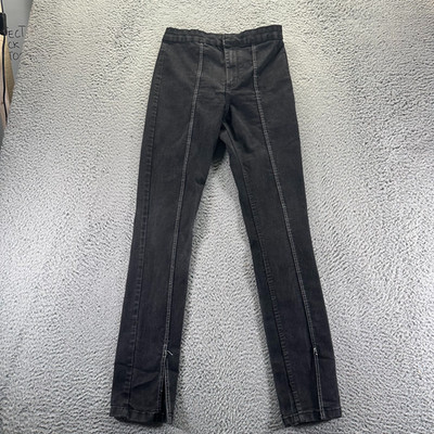 Zara Jeans Women 8 Black Cotton Denim Skinny Travel Utility Workwear Ankle Slit