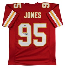 Camiseta Chris Jones Auténtica Firmada Roja Estilo Profesional Autografiada BAS