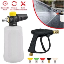 1/4" High Pressure Washer Gun 4000 PSI Car Wash Foam Spray Short Wand w/5 Nozzle