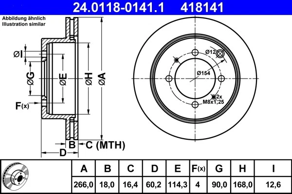 2x BRAKE DISC 24.0118-0141.1 FOR HYUNDAI KIA G4JPG4CP-D/-DG4CP 2.0L 4cyl SANTAMO - Image 2 of 4
