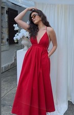 ZARA WOMENS ZW COLLECTION Red Open-Back Dress : 2816/653 : SIZE S 