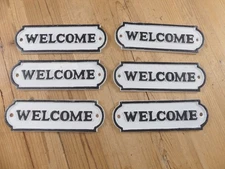 6 Cast Iron Welcome Sign Black White Door *PAINT BLEMISHES* Flea Market Resell