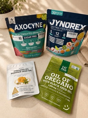 AXOCYNE & HiPlus Electrolyte Drink Mix Oil of Oregano Bundle Exp 2028 Ne