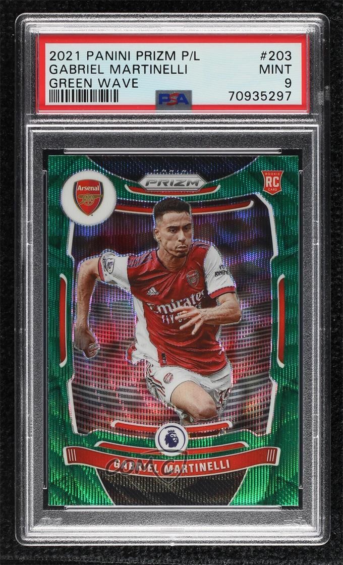 2021 Panini Prizm Premier League Green Wave Gabriel Martinelli PSA 9 MINT 0ms6