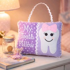 Handmade Tooth Fairy Pillow- Polka Dot Cotton Purple White Trim