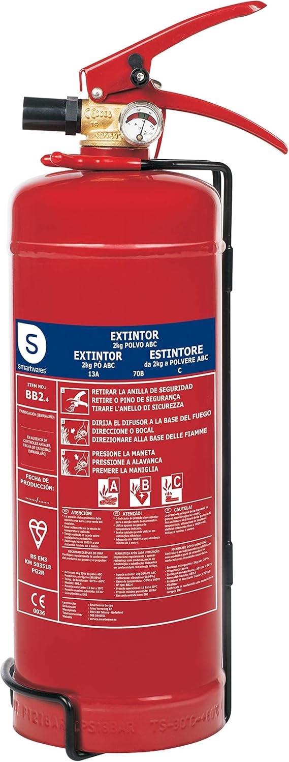 Estintore polvere 2kg per casa auto ABC staffa montaggio inclusa
